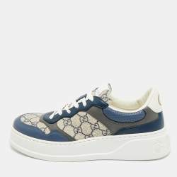 Pre Owned Gucci Chunky B Size 41.5 Multicolor Leather and GG Supreme Canvas Low Top Sneakers