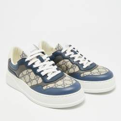 Pre Owned Gucci Chunky B Size 41.5 Multicolor Leather and GG Supreme Canvas Low Top Sneakers