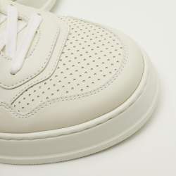 Pre Owned Gucci GG Web Size 41.5 White Leather Low Top Sneakers