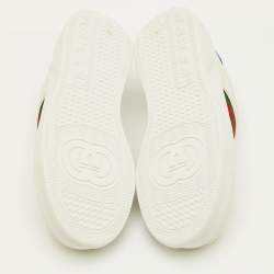 Pre Owned Gucci GG Web Size 41.5 White Leather Low Top Sneakers