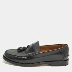 Pre Owned Gucci Millennial Ribot Size 43 Black GG Supreme Canvas and Leather Tassel Loafers