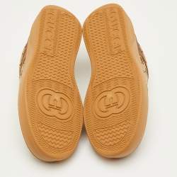 Pre Owned حذاء رياضي غوتشي سكرينير كانفاس و جلد بيج/بني منخفض من أعلى مقاس 41.5