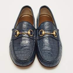 مملوكة مسبقًا Gucci 1953 Horsebit Size 41.5 Blue Crocodile Loafers