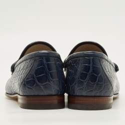 مملوكة مسبقًا Gucci 1953 Horsebit Size 41.5 Blue Crocodile Loafers