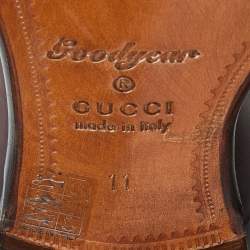 Pre Owned حذاء غوتشي أكسفورد برباط جلد بني مقاس 45