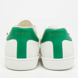 Pre Owned Gucci Ace Tiger Embroidered Size 43 White Leather Low Top Sneakers