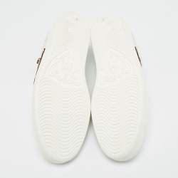 Pre Owned Gucci Ace Tiger Embroidered Size 43 White Leather Low Top Sneakers
