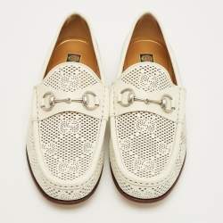 مملوكة مسبقًا حذاء لوفرز غوتشي هورسبت جلد كروكوديل أزرق مقاس 41.5