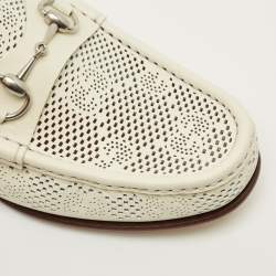 مملوكة مسبقًا حذاء لوفرز غوتشي هورسبت جلد كروكوديل أزرق مقاس 41.5