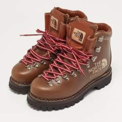 Pre Owned Gucci x The North Face Size 40.5 Brown Leather Hiking Ankle Boots