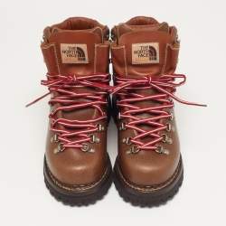 Pre Owned Gucci x The North Face Size 40.5 Brown Leather Hiking Ankle Boots