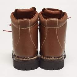 Pre Owned Gucci x The North Face Size 40.5 Brown Leather Hiking Ankle Boots