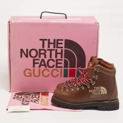Pre Owned Gucci x The North Face Size 40.5 Brown Leather Hiking Ankle Boots