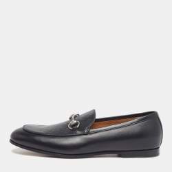 Pre Owned Gucci Jordy Size 43 Black Guccissima Leather Loafers