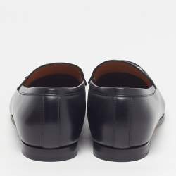 Pre Owned Gucci Jordy Size 43 Black Guccissima Leather Loafers