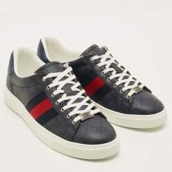 Pre Owned حذاء رياضي غوتشي منخفض من أعلى قماش كريستال جي جي أخضر مقاس 41