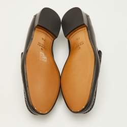 Pre Owned Gucci Horsebit Size 41.5 Black Leather Slip On Loafers