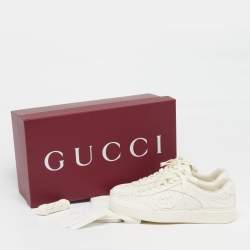 Pre Owned حذاء رياضي غوتشي جي 75 منخفض من أعلى جلد مثقب أبيض فاتح مقاس 40