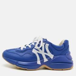 مملوكة مسبقًا Gucci Rhyton Size 40.5 Blue Leather Sneakers