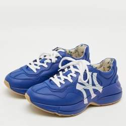 مملوكة مسبقًا Gucci Rhyton Size 40.5 Blue Leather Sneakers