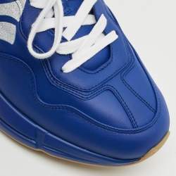 مملوكة مسبقًا Gucci Rhyton Size 40.5 Blue Leather Sneakers