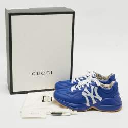 مملوكة مسبقًا Gucci Rhyton Size 40.5 Blue Leather Sneakers
