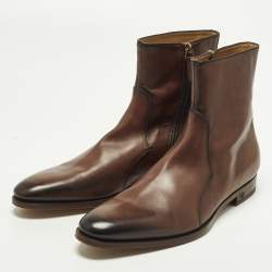 Pre Owned Gucci Size 41.5 Brown Leather Chelsea Boots