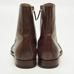 Pre Owned Gucci Size 41.5 Brown Leather Chelsea Boots