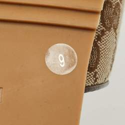 Pre Owned Gucci GG Size 43 Beige/Brown Canvas Flat Slide