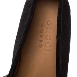 Gucci Black Suede Horsebit Slip On Loafers Size 40