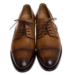 Gucci Brown Leather Brogue Detail Lace Up Derby Size 44