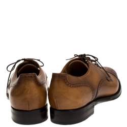 Gucci Brown Leather Brogue Detail Lace Up Derby Size 44
