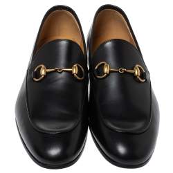 Pre Owned حذاء لوفرز غوتشى سليب أون هورسبيت جوردان جلد أسود مقاس 41