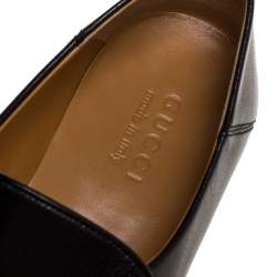 Gucci Black Leather Jordaan Horsebit Slip On Loafers Size 44