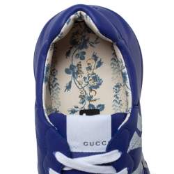 Gucci Blue Leather Rhyton NY Yankees Low Top Sneakers Size 44.5