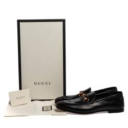 مملوكة مسبقًا حذاء لوفرز غوتشي جوردان هورسبيت جلد أسود مقاس 40