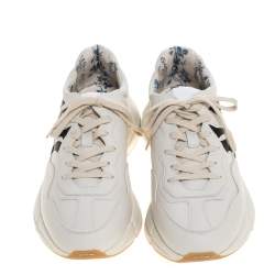 Gucci Cream Leather Rhyton NY Yankees Low Top Sneakers Size 43.5