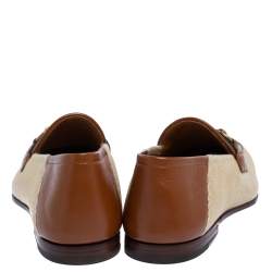 Gucci Brown Canvas and Leather Web Horsebit Loafers Size 42.5