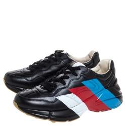 مملوكة مسبقًا Gucci Black Leather Rhyton Low Top Sneakers Size 41