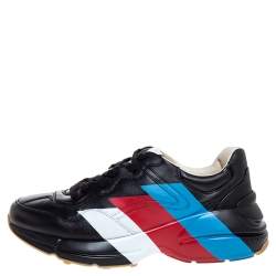 مملوكة مسبقًا Gucci Black Leather Rhyton Low Top Sneakers Size 41