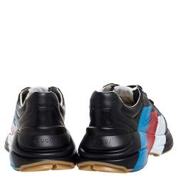 مملوكة مسبقًا Gucci Black Leather Rhyton Low Top Sneakers Size 41