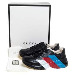 مملوكة مسبقًا Gucci Black Leather Rhyton Low Top Sneakers Size 41