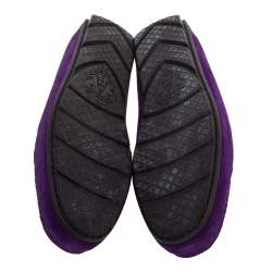 Pre Owned  حذاء لوفرز غوتشي طراز سليب أون جلد و سويدي بنفسجي مقاس 43.5