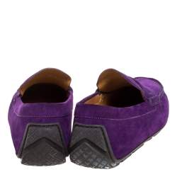 Pre Owned  حذاء لوفرز غوتشي طراز سليب أون جلد و سويدي بنفسجي مقاس 43.5