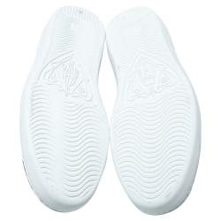 Pre Owned Gucci Blue Leather Bee Stars Ace Low Top Sneakers Size 44