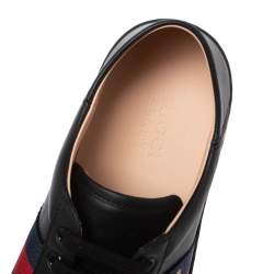 Pre Owned Gucci Black Leather Embroidered Bee Ace Low Top Sneakers Size 41