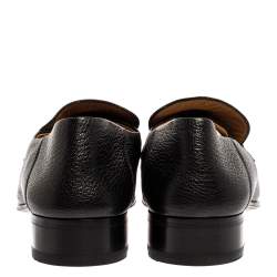 Gucci Black Leather Horsebit Web Detail Slip On Loafers Size 44.5
