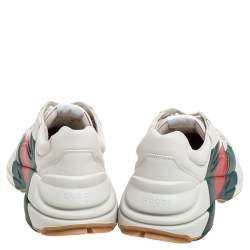 مملوكة مسبقًا Gucci Cream Leather Web Rhyton Low Top Sneakers Size 40