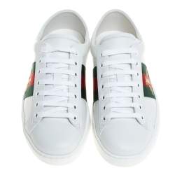 Pre Owned حذاء رياضي غوتشي منخفض من أعلى بي أيس جلد أبيض مقاس 39