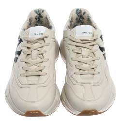 Gucci Mystic White Leather NY Yankees Rhyton Low Top Sneakers Size 41